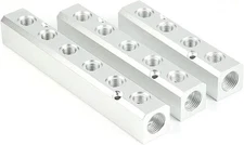 6 Way Pneumatic Manifold Air Distribution Block, G1/2 6 8 Port, Silver 