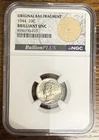 1944 Mercury Dime Brilliant Uncirculated 90% Silver With Original Bag Fragment