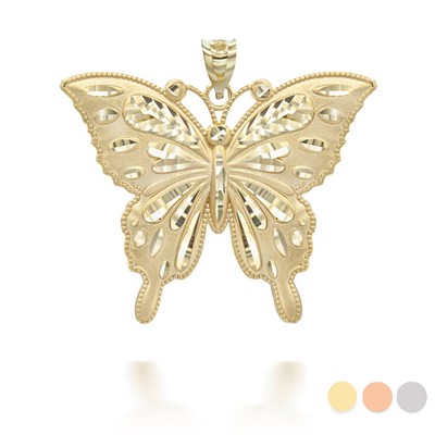 Gold Schmetterling Symbol der Veränderung Anhänger Halskette MD/LG (gelb/rose/weiß)