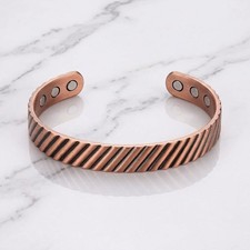 Pure Copper Magnetic 10mm Bracelet Arthritis Pain Therapy Men Women Cuff