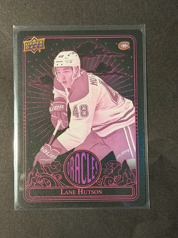 Lane Hutson 2024-25 Upper Deck Oracles Pink SP Rookie Insert Card # O55