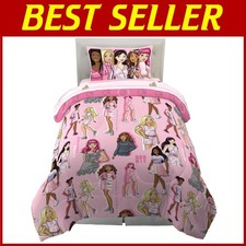 Colorful Barbie Twin Bed Set - 5-Piece Comforter  Sheet