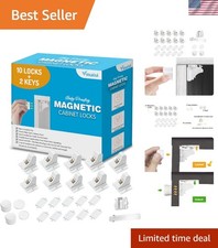Adhesive Magnetic Locks for Cabinets  Drawers 10 Locks and 2 Keys