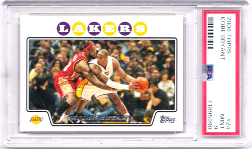 KOBE BRYANT PSA 9 2008-09 TOPPS #24 LEBRON GUARDING KOBE LAKERS 1816