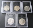 LOT OF 5 US 90% SILVER DOLLARS PEACE MORGAN COMMEMORATIVE COINS NO RESERVE NR!
