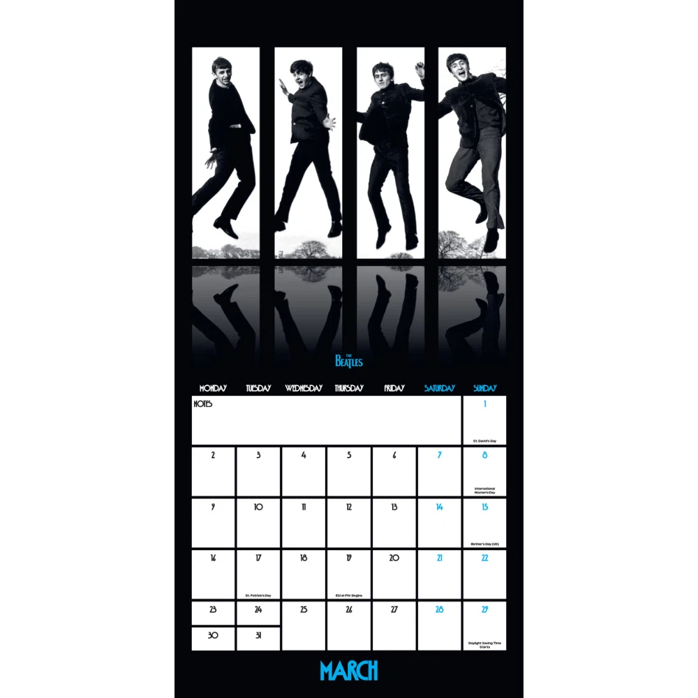 2026 Vertical Wall Calendar The Beatles Monthly View Square Official Product
