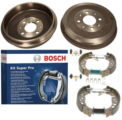 Bremstrommel Ø228 Set + BOSCH Bremsbacken vormontiert für Opel Adam M13