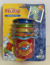 Nuby Bathtime Fun Bathtime Splish Splash Stacking Cups 5 cups 9m  NEW 