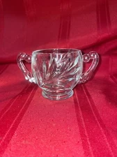 Vintage Indiana Glass Willow Clear Sugar Bowl 1008 Leaf Pressed no damage