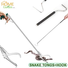 47" Heavy Duty Snake Tongs Hook Reptile Grabber Catcher Wide Jaw Handling Tool