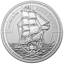 2021 Solomon Islands $2 Pirate Queens Anne Bonny 1oz Silver BU Coin by RA Mint