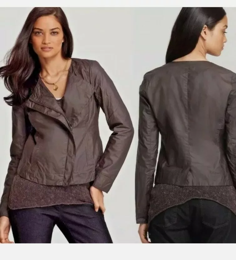 Eileen fisher waxed cotton moto best sale jacket