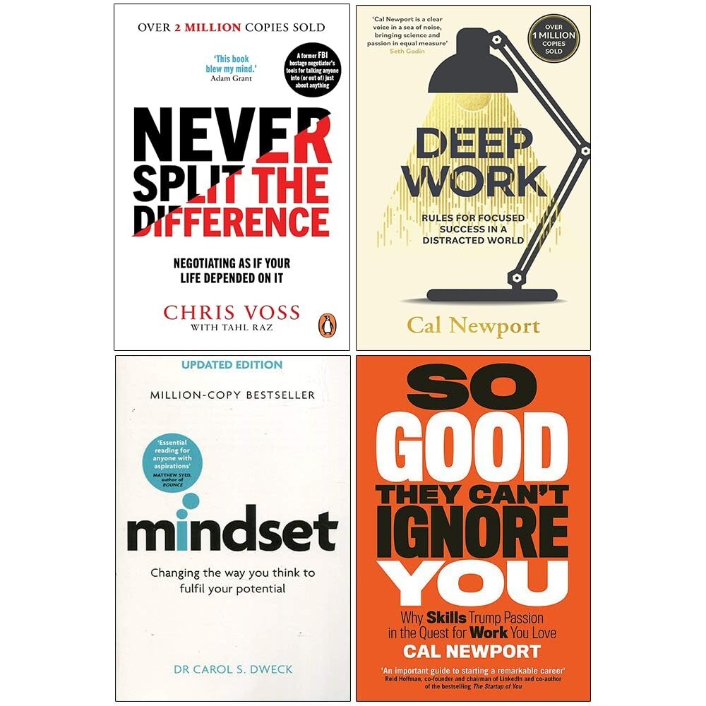 Never Split the Difference,So Good They Can't Ignore You 4 Book Collection Set