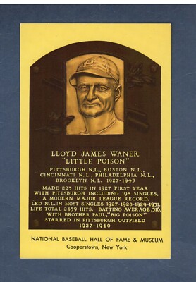 LLOYD WANER, Pirates~Phillies++ ~ 1964 HOF postcard Curteichcolor GREEN ink B
