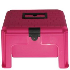 Large Tool Storage Box Pink (Plastic Step Stool Utility Case)