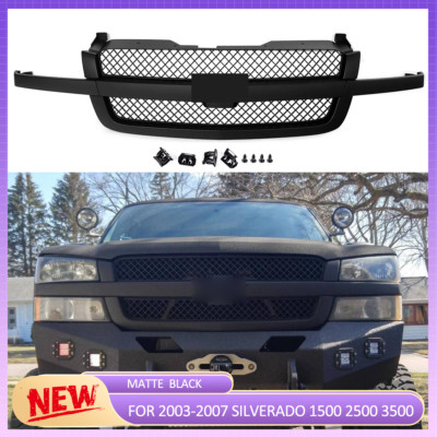 For 2003-2007 Chevrolet Silverado 1500 2500 3500 HD Matte Black Grille 19168629