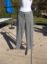 NWT ANN TAYLOR LOFT HERRINGBONE GRAY WOOL BLEND PANTS 4P
