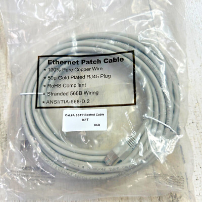 Cat6A Ethernet Patch Cable 10G Pure Copper Network Internet Cord Gold Plate RJ45
