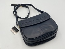 Vintage Womens Cara Bella Genuine Leather CrossbodyBagPurse 80s/90s NavyBlue NWT