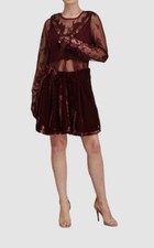 $198 Free People Women's Red Velvet Lace Marlie A-Line Dress Size XS