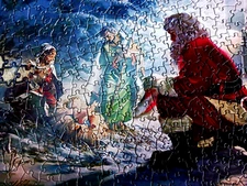 Sunsout Puzzle HOMAGE Santa NATIVITY SCENE Reindeer Artist Danny Hahlbohm 500Pcs