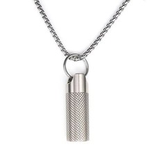 Titanium Mini Pill Case Pendant Necklace Waterproof Pill Holder Container