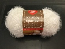 Red Heart SCRUBBY SPARKLE Yarn -"Marshmallow"  Bright White - 3 oz. - 174 yards
