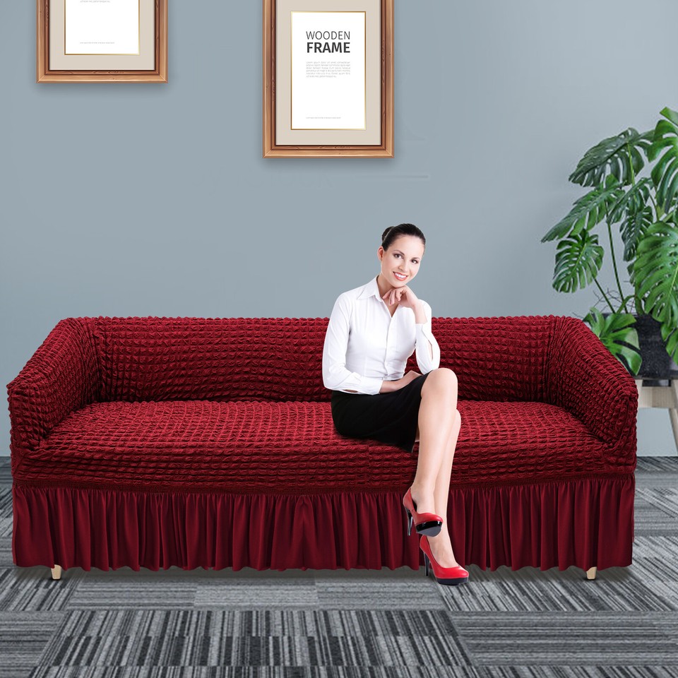 High Elastic Sofa Slipcover Stretch Slipcover Couch Cover w/Skirt Sofa