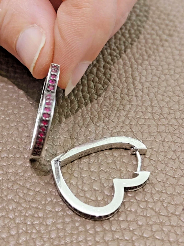 Creolen Herzform 925 Silber Zirkonia rot Pierre Cardin Damen Ohrringe - Bild 4 von 4