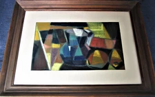 Cubist Still Life, Pastel, Unknown Painter, Circa 1950