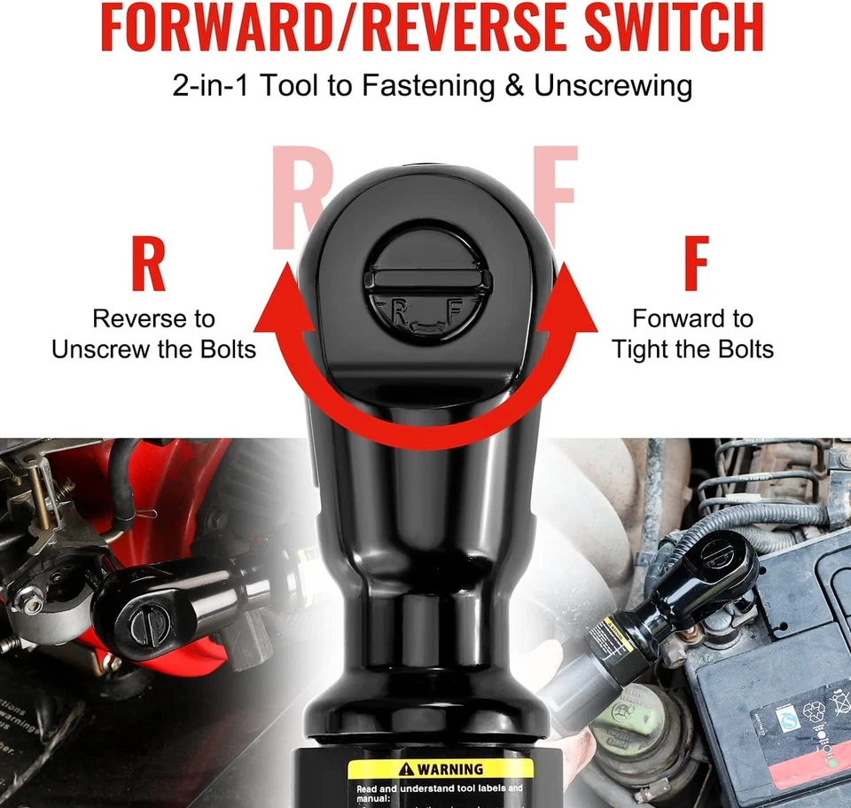 WORKPRO Air Ratchet Wrench 3/8''Pneumatic Ratchet Wrench50ftlb Max Torque Output - Image 4 of 4