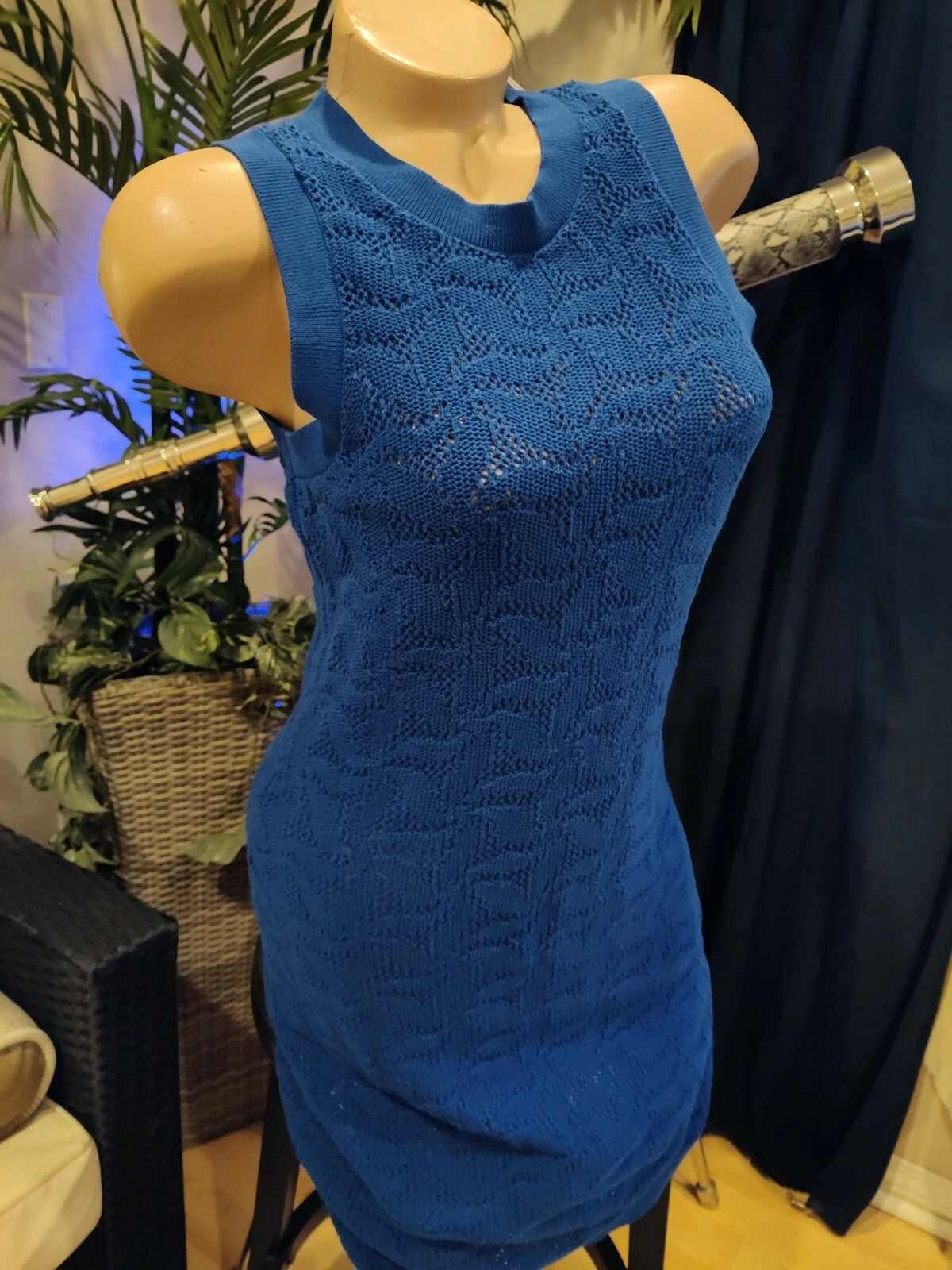 Abito donna Michael Kors maglione pizzo tubino blu crepuscolare nuovo con etichette prezzo al pubblico consigliato $175