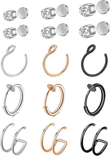 Fake Nose Ring Hoop Fake Nose Stud Magnetic Septum Nose Ring Stud Stainless Stee