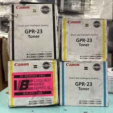 Lot Of 4 Genuine Canon GPR-23 Toner Cartridge Set Black Cyan Yellow Damaged Box