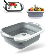 Collapsible Cutting Board With Wash Basin and Drainage Hole BBQ Prep Tub New