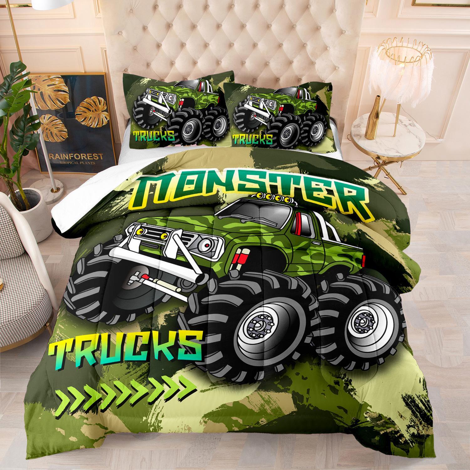 Soft Comforter Microfiber Doona Truck Monster Quilt Duvet Gift Bed Set