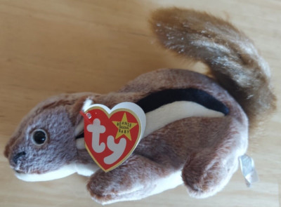 Ty Beanie Baby babies CHIPPER the CHIPMUNK DOB 4-21-1999 FREE Shipping  MINT 