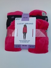 Lucky Brand Youth Plush Top  Legging Set Girls Bright Rose/Black Size XS-5/6