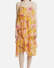 Farm Rio Dress XL Banana Taste Chiffon Midi Vacation Beach New $245 Sold Out