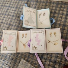 Disney Princess Jewelry Set 3pcs Cinderella  Minnie Earrings Necklace New