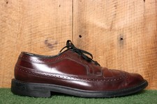 Vintage Burgundy Leather Wingtip Dress Shoes w/Vulcan Heels Men's 10.5 D