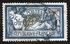 France Sc 130 Drk Blu & Buff 5fr 1900-29 Used Light CDS Cancel GEM Centered