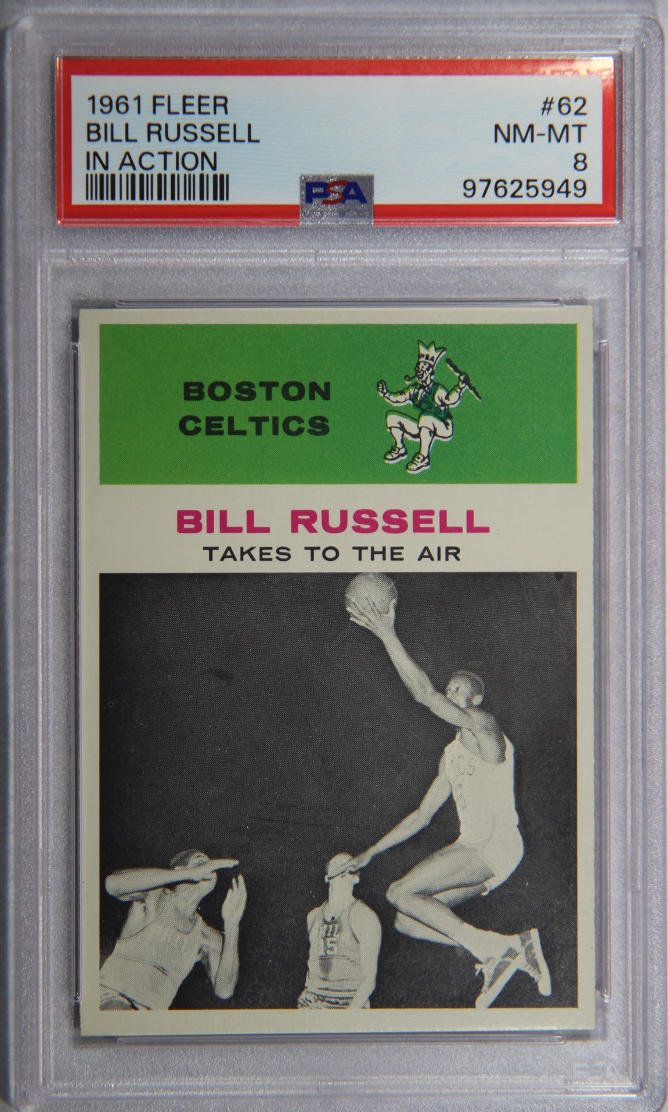 1961 Fleer Basketball Bill Russell In Action #62 PSA 6 NM-MT Boston Celtics HOF