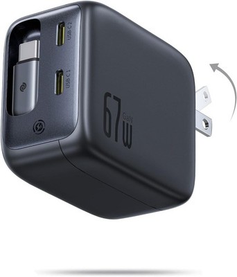 Baseus 67W Retractable USB-C Charger Block 3-in-1 Fast Charge iPhone 17 S25  New