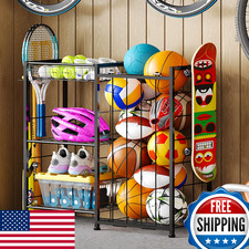 Sports Equipment Organizer, Ball Storage Rack with Elastic Straps and Removable