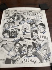 Autographed Poster, Incl (12) HOF Signatures. Baseball Legends Golf Scramble