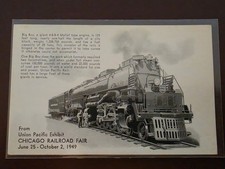 Vintage Union Pacific Big Boy 4-8-8-4 Locomotive Photo Postcard 1949 Chicago