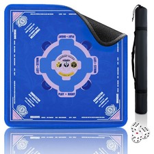 Mahjong Mat 33"x33" American Mah Jongg Mat for Table with Rules Blue