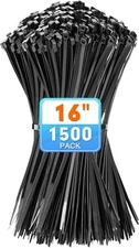 Zip Ties, KAMOTA 1500pcs 16 Inch Heavy Duty 16" (1500 Pack), Black 