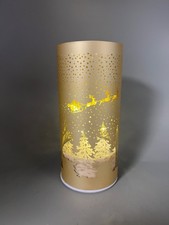 Lighted Gold Christmas Lantern Santa Sleigh  Reindeer Winter Forest